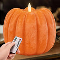 Flickering Flameless Pumpkin LED Candle - Orange Fall Decor, 4.9"H