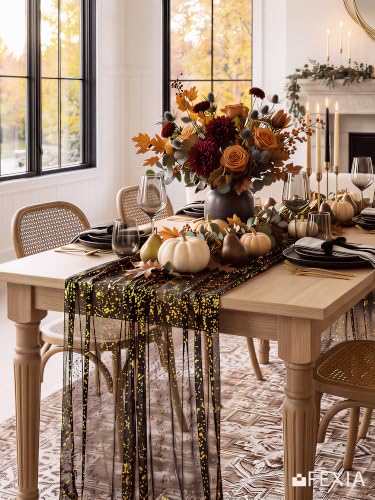 Halloween Black Gold 2-Pack 10FT Glitter Table Runners - Elegant Home Decor