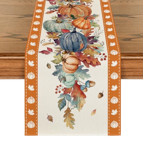 Artoid Mode 13x48 Inch Fall Table Runner Orange Polyester Home Decor