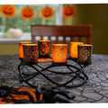 Halloween Centerpiece Tealight Holder - Orange & Black Indoor Decor Variation of Black/Orange