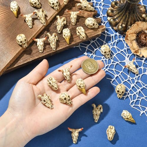 Resin Animal Skull Figurines Set - 50 Miniatures for Home & Office Decor