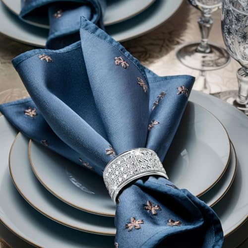 Silver Crystal Napkin Ring Set of 12 – Elegant Table Decor for Holidays & Events