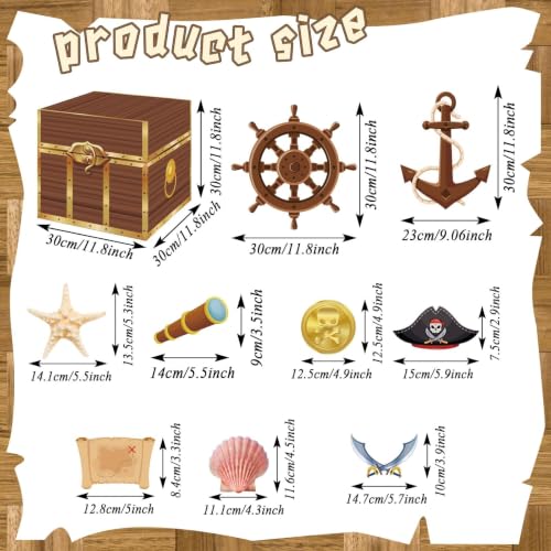 Pirate Party Decorations Kit with Treasure Chest Boxes, Cards & Fishing Net