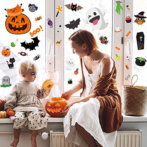 6 Sheet Halloween Window Clings - Cute Spooky Stickers for Kids & Home Decor