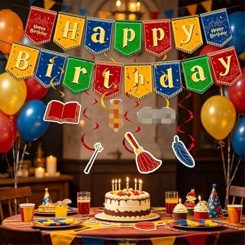 Wizard Magic Birthday Party Supplies Set - Red Theme 64, Complete Decor Pack for Kids' Celebrations