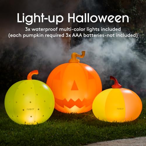 FUNBOY Giant Light-Up Inflatable Halloween Pumpkins - Orange 3-Pack Outdoor Decor