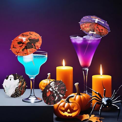 Halloween Drink Umbrellas Cocktail Picks 100 Pcs - Classic Variation
