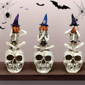 Halloween Skeleton Pumpkin Figurine Set of 3 - See Speak Hear No Evil Decor