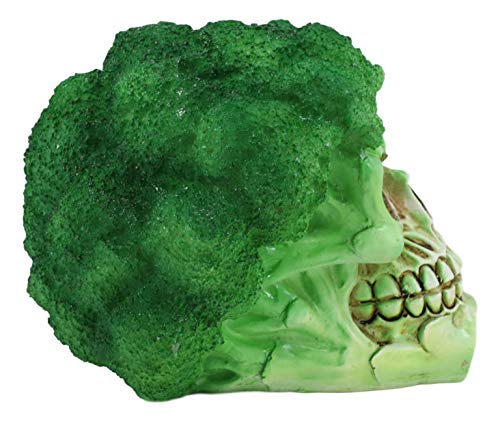 Broccoli Skull Statue - Green Vegetable Decor with Salad Theme - Variation: Broccoli Floret