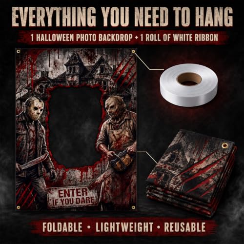 Chainsaw Killer Photo Booth Backdrop Halloween Horror Party Decoration - Variation of Chainsaw Killer Photo Booth