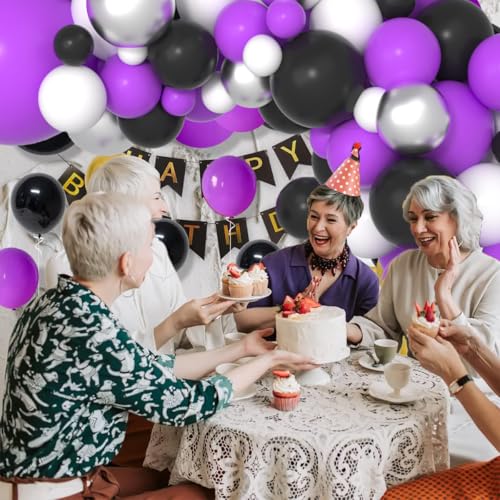 Purple Black White Silver Balloon Arch Garland Kit - Party Decorations Variation
