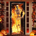 Large Halloween Skeleton Door Cover with Fire Escape - Indoor Outdoor Haunted House Decor