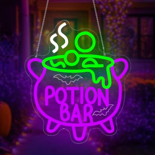 Potion Bar Halloween Neon Sign Witch Neon LED Wall Decor Dimmable USB Powered