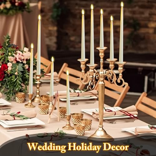 48 Pcs Flameless Taper Candles LED Ivory Set - Fake Flickering Candles