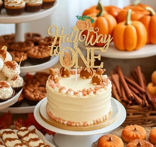 Half Year Pumpkin Cake Topper for Baby Shower & Birthday - Fall Decorations