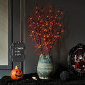 Halloween Lighted Tree Branches with Timer - 32 Inch Orange Fairy Lights, Indoor & Outdoor Decor