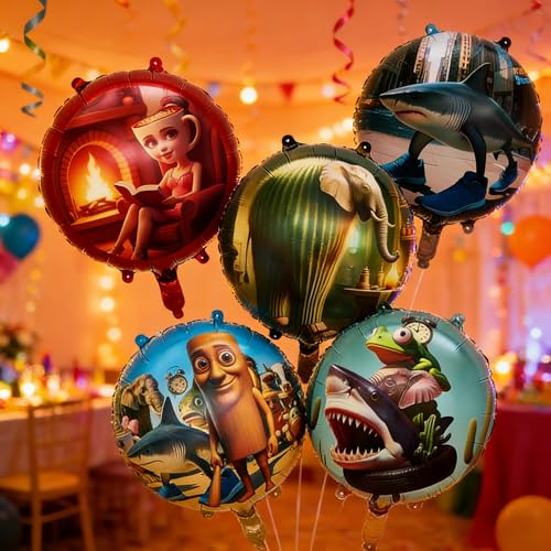 18 Inch Foil Balloons Party Decorations - Italian Brainrot Theme, 5-Pack