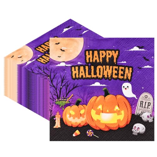 50 Pcs Halloween Rectangular Disposable Napkins 13x13 Inches - Festive Party Tableware