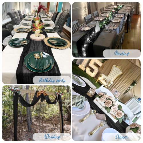 Black Cheesecloth Table Runner 17x108 Inches - 6 Pack Boho Wedding Party Decor