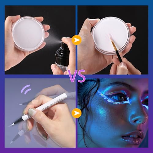 UV Neon Glow Eyeliner Pen - Waterproof Smudge-Proof White Eye Makeup for Rave & Parties