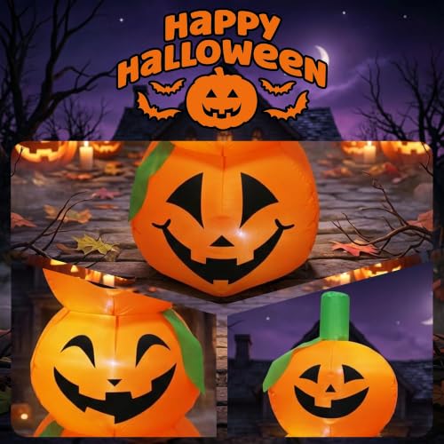Halloween Inflatable Pumpkin Blow Up - 4.3FT Stacked Pumpkin Yard Decoration with LED Lights