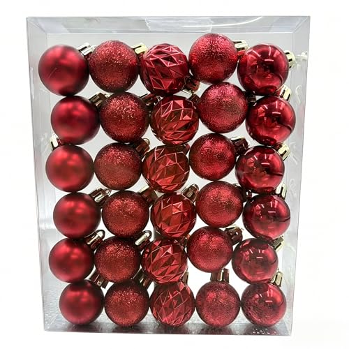Mini Red Christmas Tree Ornaments 1.18 Inch - Fade Resistant Holiday Decor - 30 Pack