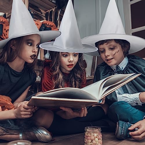 White Witch Hat Set for Halloween - 12 Costume Props for Cosplay & Decorations