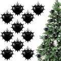 Gothic Heart Hanging Ornaments Set - Black Spiked Halloween & Holiday Decor, 18 Pack