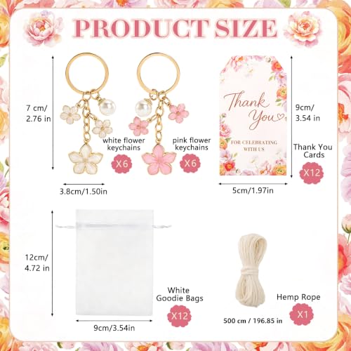 Love Is In Bloom Bridal Shower Keychains Set with Gift Cards - 37 Pcs