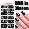 Black Short Square Press On Nails for Women - 240 Pack with Adhesive & Glue - Variation: Black