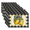 Buffalo Plaid Lemon Placemats Set of 4 - 12x18 Inch Rustic Washable Table Mats Black & White