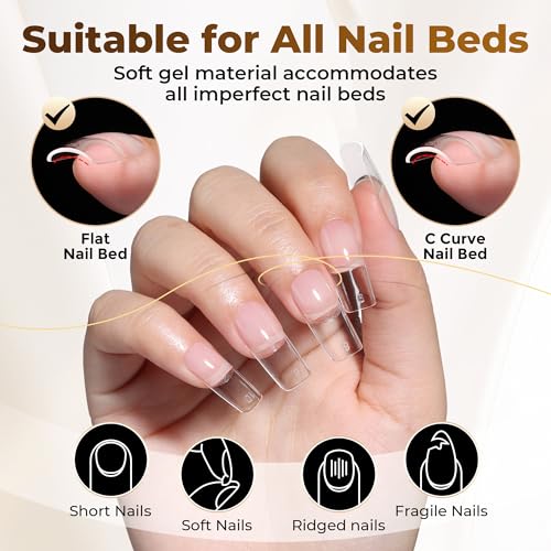 Medium Square Fake Nail Tips 504PCS Clear Gel Tips for DIY Manicure