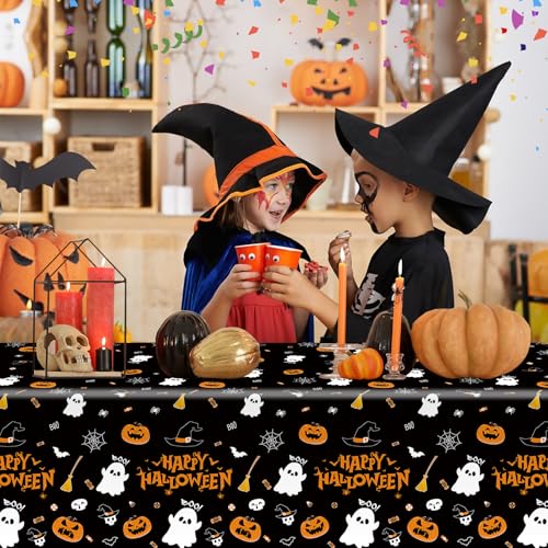 Halloween Party Tablecloth Set - 3 Waterproof Plastic Rectangular Decorations
