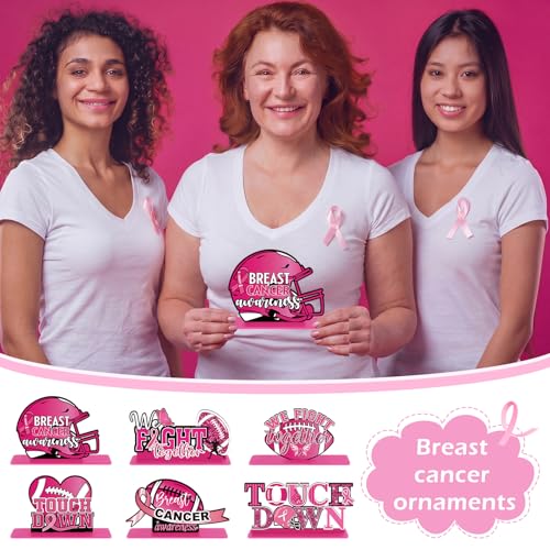 Pink Football Breast Cancer Awareness Table Decorations - 6 Pcs