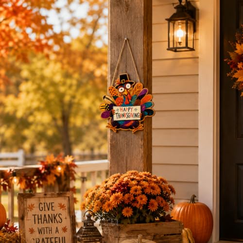Thanksgiving Fall Decor Wooden Turkey Sign - Festive Home Wall & Door Decor