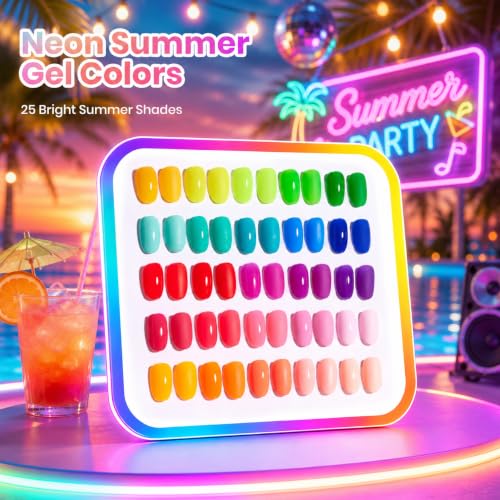 Beetles Neon Gel Polish Set - Neon Summer Collection, 25 Bright Colors