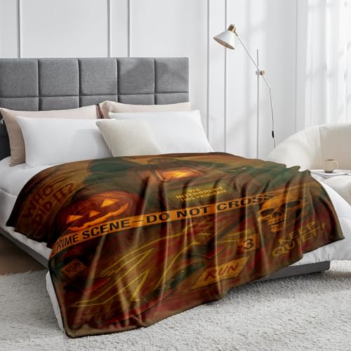 Halloween Crime Scene Blanket 60x50 Inches - Spooky Mystery Throw Blanket with Crime Scene Design - Variation of THIS listing