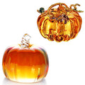 Hand Blown Crystal Pumpkin Figurine for Fall Harvest Decor - Brown Striped, 7.1cm