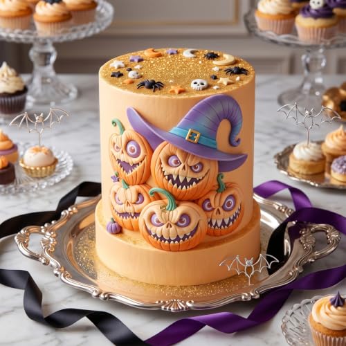 Halloween Witch Hat Pumpkin Silicone Mold - Fondant & Chocolate Decor - Style J