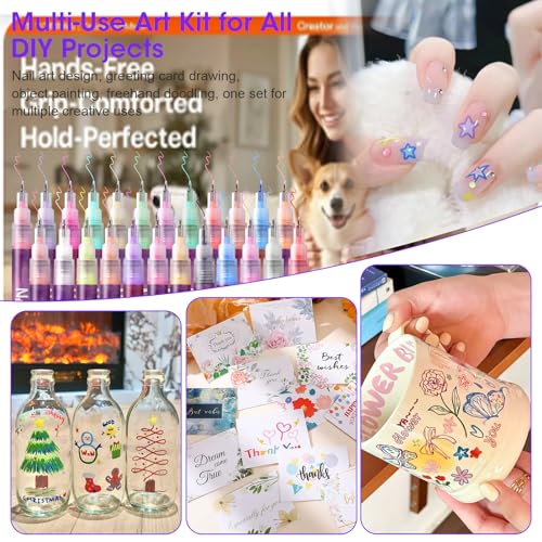 24-Color 0.5mm Nail Art Pen Set with Sticker Accessories – Non-Toxic, Quick-Drying