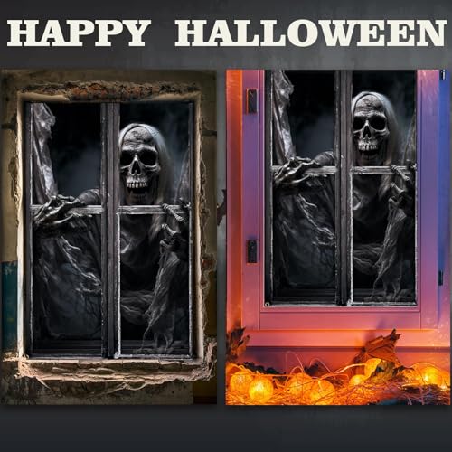 Halloween Horror Skull Window Curtain - Spooky Halloween Party Decoration - Variation: Halloween-1
