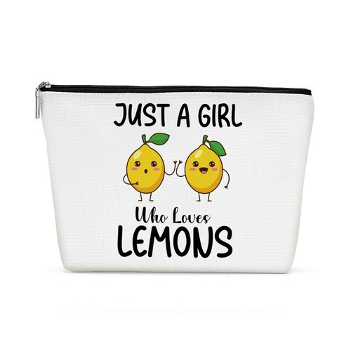 Henhesaha Funny Girl Loves Lemon, Lemon Gifts, Cute Lemon Lovers Gift, Makeup Bag Funny Cosmetic Bag Travel Toiletry Bag for Women Fruit Lover Teens Best Friend Sister Birthday Friendship Christmas