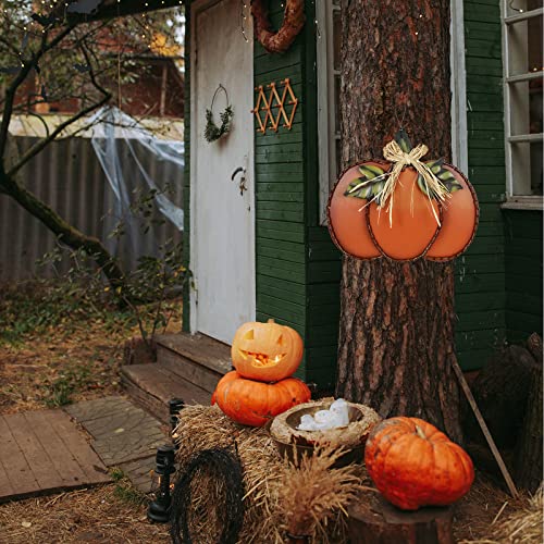 Wood Hanging Pumpkin Sign Fall Decor Rustic Welcome Sign - Pumpkin B