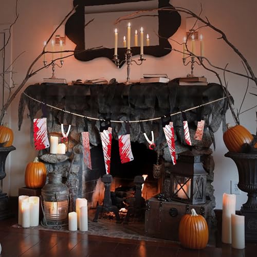 Silver Horror Bloody Banner - 4PCS Halloween Scary Movie Party Decor