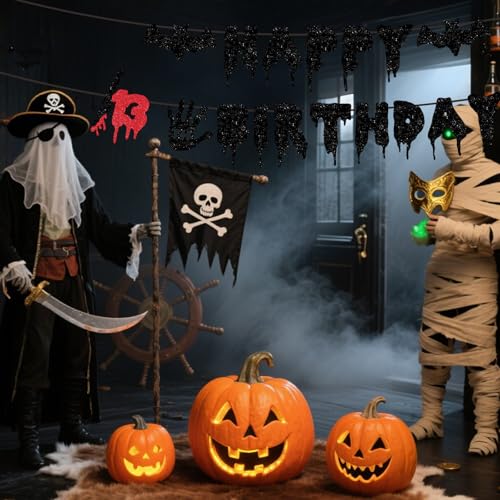 Halloween Killer 13th Birthday Banner - Spooky Zombie Bloody Horror Decor