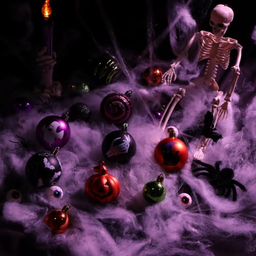 Halloween Tree Ornaments Set - Shatterproof Jack-o'-Lantern Cats Ghost - FlameFlash, 100pcs - Fall Holiday Decor