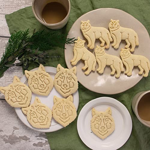 Set of 2 Wolf Cookie Cutters - Face and Body 3D Printed Baking Tools