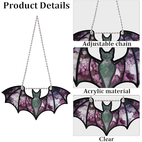 Halloween Bat Window Decor Hanging Ornaments Acrylic Vampire Style Set