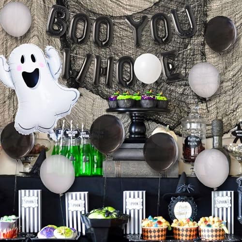 22 PCS Halloween Balloon Decorations Boo You Who Set - Party Supplies