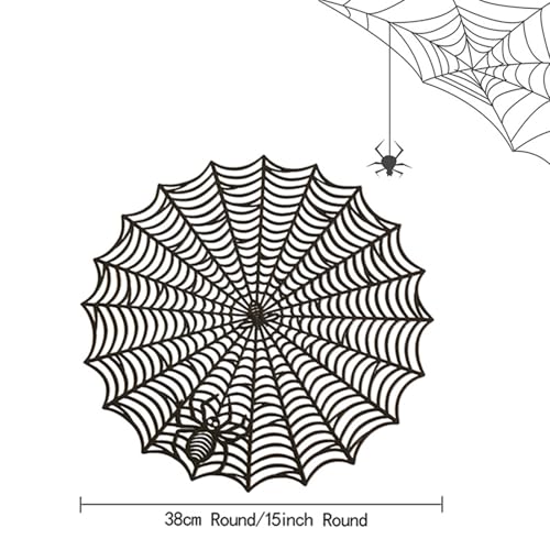 Halloween Spider Web Placemats Set of 4 - Black Non-Slip Heat Insulation Table Mats